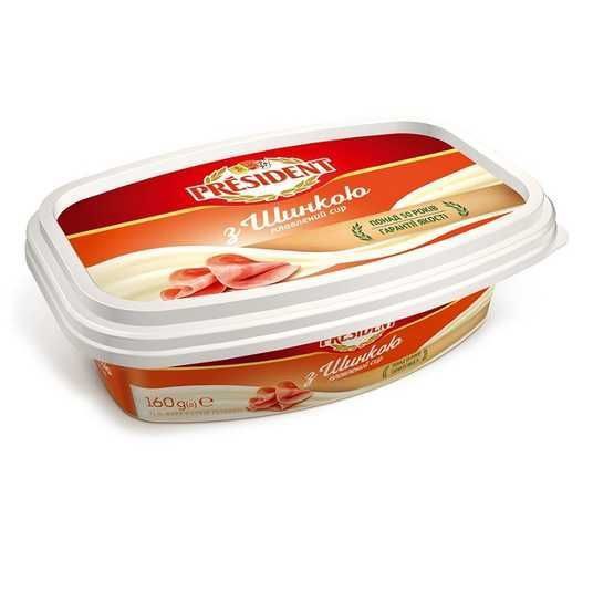 Сир Президент З шинкою плавлений 45% ванночка 160г